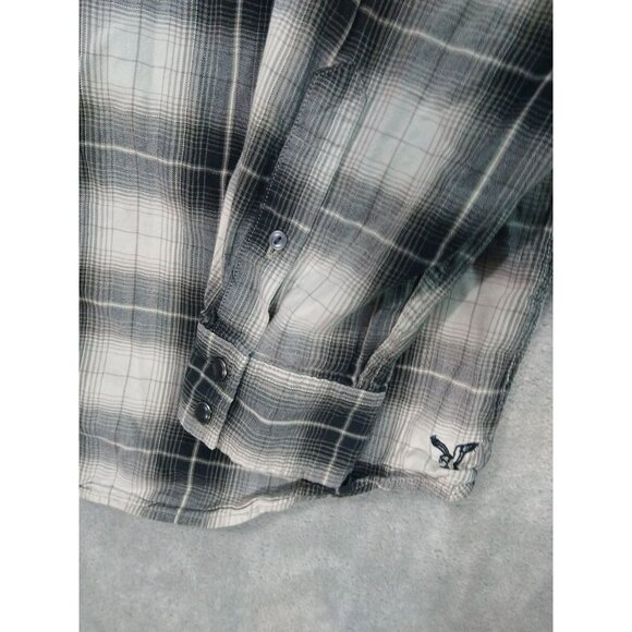American Eagle Shirt Mens XXL 2XL Plaid Vintage Fit Pearl Snap Long Sleeve - Picture 3 of 8